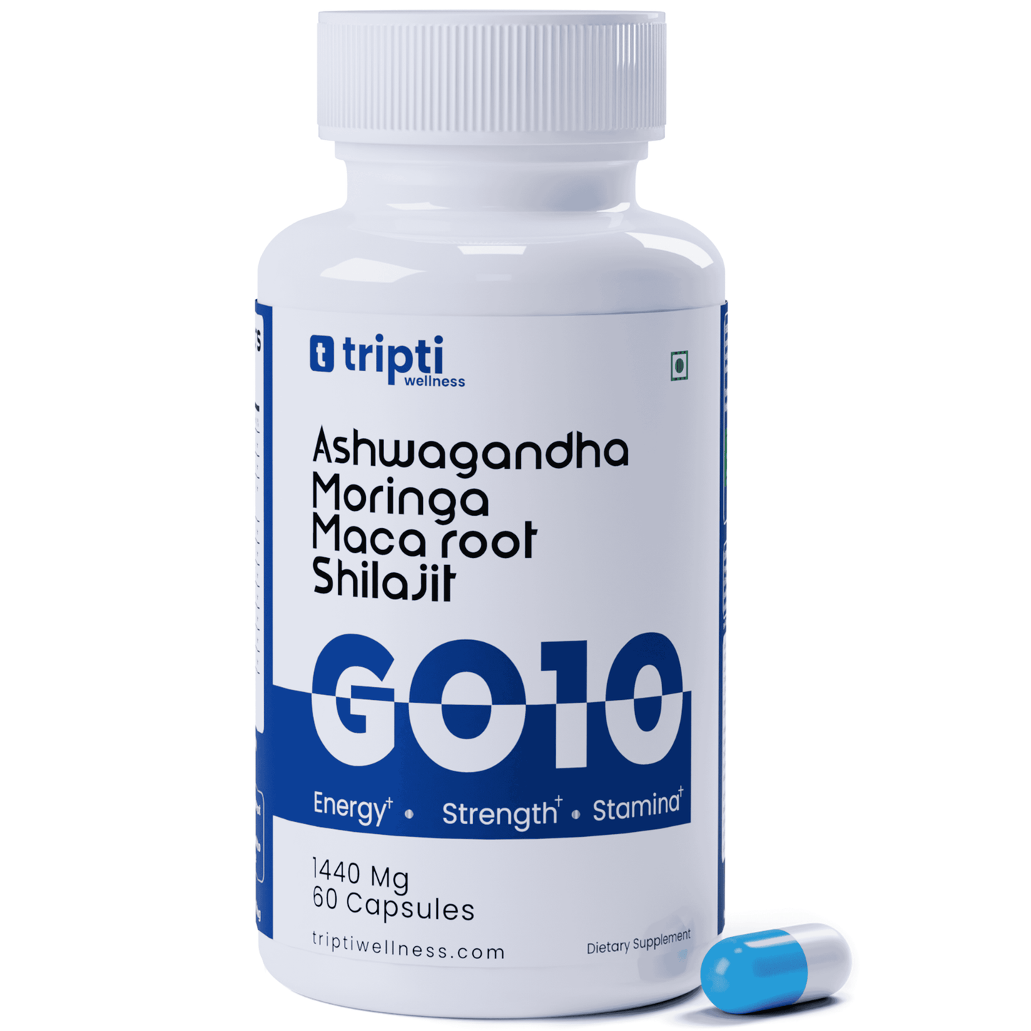 GO10 Energy Power Capsule with Shilajit, Moringa, Ashwagandha, Maca Root
